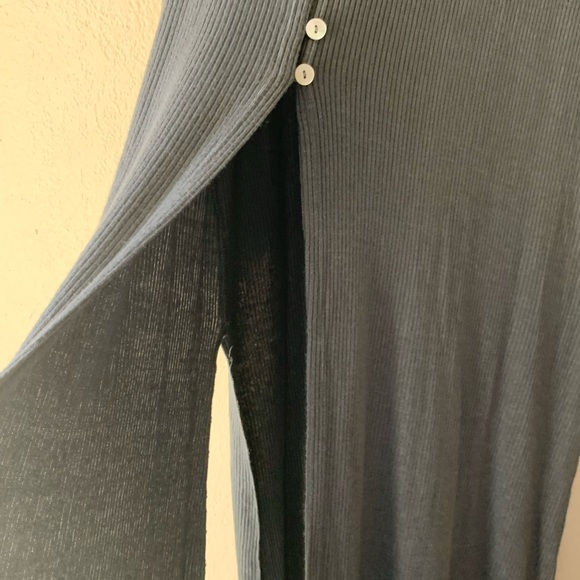 Indigo Thread Made In Italy Gray Ribbed Split Front Cozy Chic Maxi Dress Size 2X - Picture 7 of 8